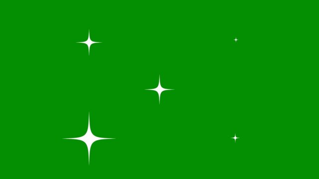 Blinking retro vector stars. twinkling starry night sky, looping animation. white cartoon, flat, vector, doodles style stars