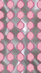 Naklejka premium Pink Pentagon pattern hand drawn design on Silver background illustration