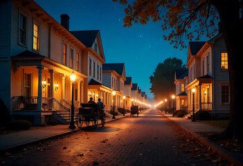 Fototapeta premium street in the town country at night