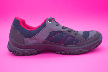Stylish hiking shoe with pink accents