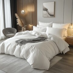 Serene White Bedding Set for Modern Bedroom Decor