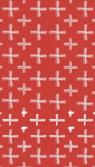 White Cross pattern hand drawn design on Red background illustration