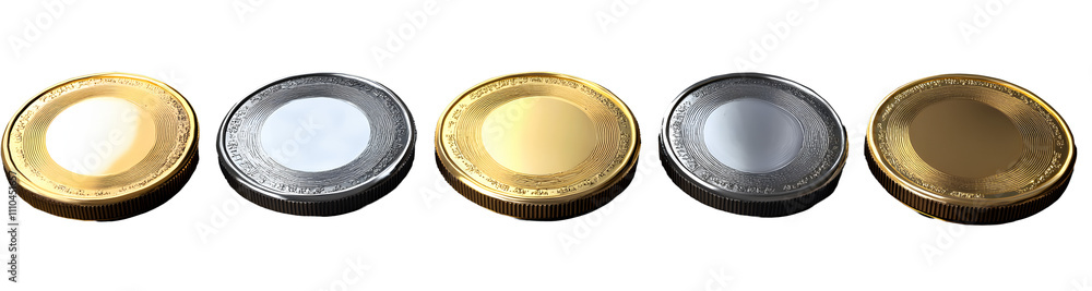 Poster 3d point coin set with various angles