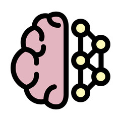 Brain neuronal network symbol - artificial intelligence icon.