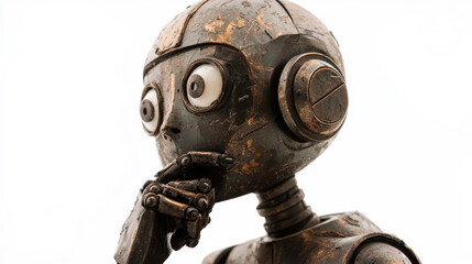 A shabby robot thinking