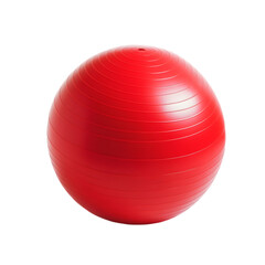 Bright red exercise ball isolated on white background