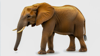 Fototapeta premium Full-body portrait of an elephant from the front, isolated on a clean white background