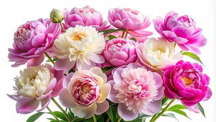 Beautiful Peonies Flower Isolated on White Background for Elegant Product Photography, Perfect for Floral Arrangements, Wedding Decor, and Nature-Inspired Designs
