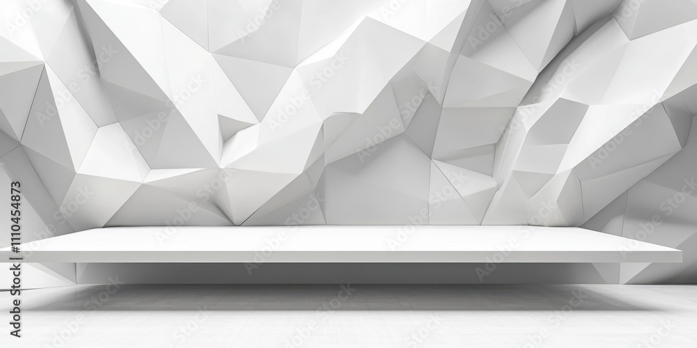 Poster abstract white geometric background with platform display stand minimalist 3d render modern design c