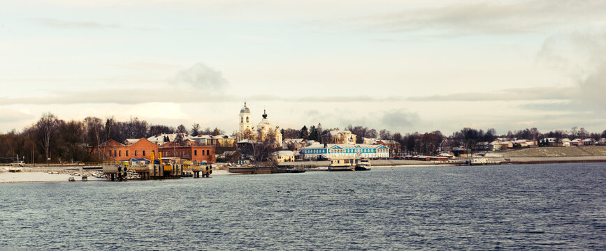 A small old Russian town named Myshkin standing on Volga river