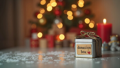 Christmas Donation Box with Decorations: Holiday Charity and Giving Spirit