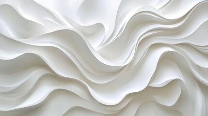 Obraz premium Elegant abstract waves in minimalism. Smooth folds and fluid lines shape an artful pattern. White texture with graceful curves enhances design. Ideal for background, decor in modern spaces, or