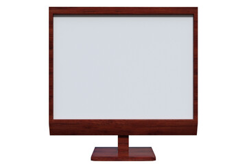 monitor in legno su fondo trasparente isolato