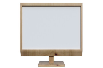 monitor in legno su fondo trasparente isolato