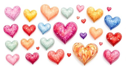 Fototapeta premium Colorful Gemstone Hearts Pattern Symbolizing Love and Affection. Generator AI