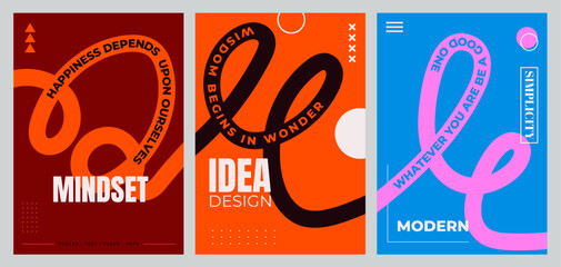 Set of poster social media post with simple modern minimalist geometric.