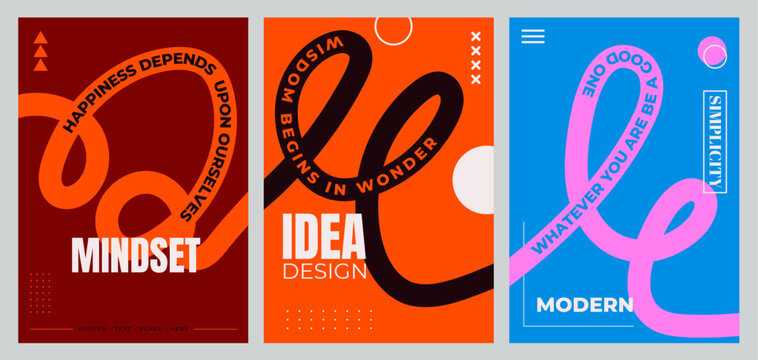 Fototapeta Set of poster social media post with simple modern minimalist geometric.