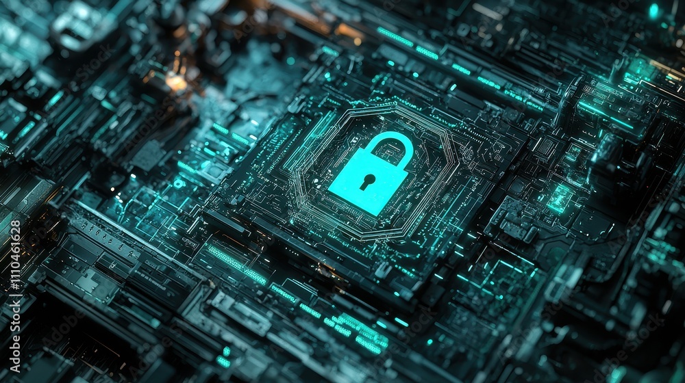 Poster creating awareness of online threats through digital security visuals and innovative concepts