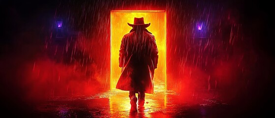 Vintage Frightened Figure in Dramatic Style Illustration