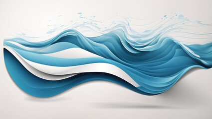 Fototapeta premium Abstract elegant blue wave design with realistic shadow