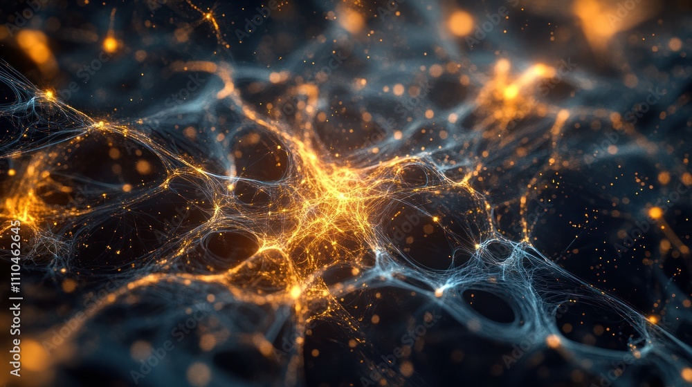 Poster energy field, with intricate patterns resembling fractals and interconnected nodes.