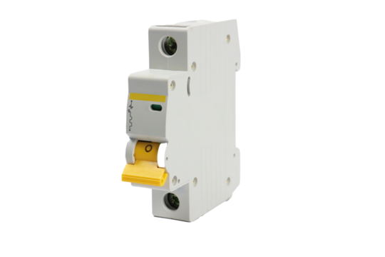 An electric current circuit breaker to protect electrical loads.Transparent background in png.