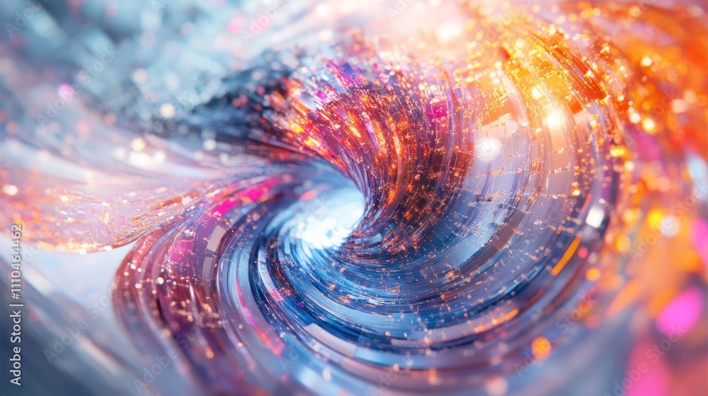 Poster a digital artwork showcasing a holographic display of ai algorithms analyzing quantum data, with swi