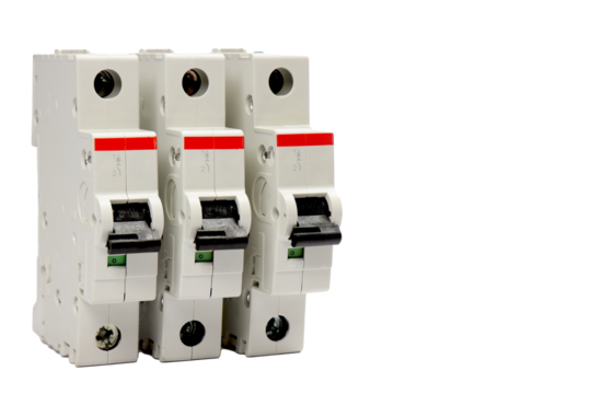 An electric current circuit breaker to protect electrical loads.Transparent background in png.