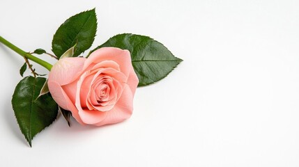 Naklejka premium A photostock of a beautiful pink rose bouquet with lush green leaves, isolated on a white background, romantic and elegant. High Quality