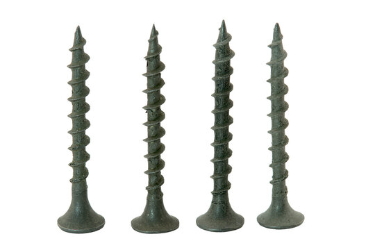 Black metal screws for use on wood.Transparent background in png.