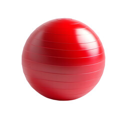 Bright red exercise ball isolated on white background