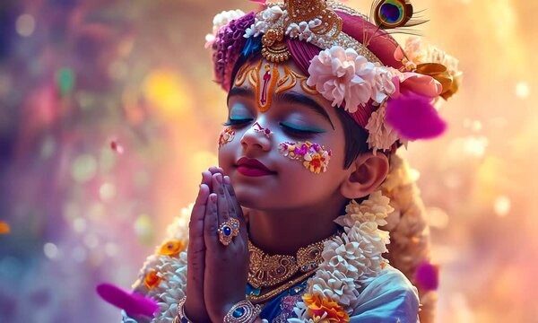Bal Krishna during Holi festival