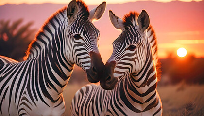 Naklejka premium Zebra Animal Nature Wildlife Affection Caring