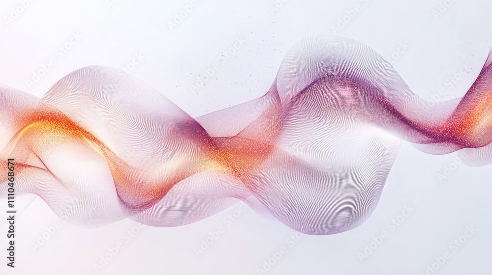 Poster entanglement, with swirling particles and luminous waves interweaving in a dynamic pattern,