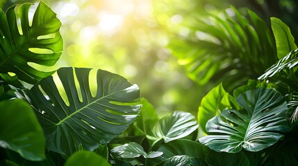 Vibrant Green Foliage in Lush Forest Nature Photography Serene Environment Close-up View Freshness Concept