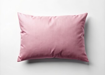 Decorative Pink Rectangular Pillow for Sleeping and Resting Isolated on White Background - Cushion for Home Interior Decor and Pillowcase Mockup Template for Design Projects