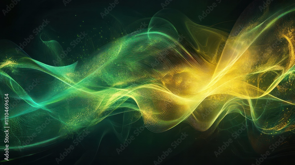 Poster energy waves, illustrated with flowing curves and dynamic shapes that create a sense of movement and