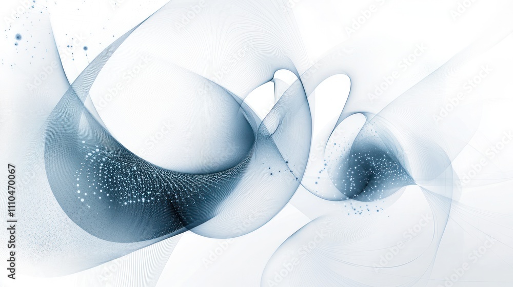 Poster geometry with swirling patterns and interconnected shapes, symbolizing the dynamic nature of quantum