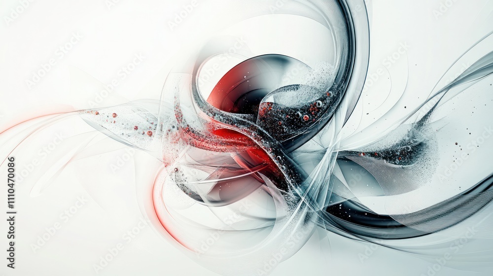 Poster geometry with swirling patterns and interconnected shapes, symbolizing the dynamic nature of quantum