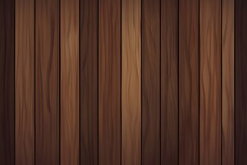 Obraz premium The background is made of vertical wooden slats, which can be used for design or graphic decoration. The texture of the wooden strips has no color gradient and is a uniform brown tone