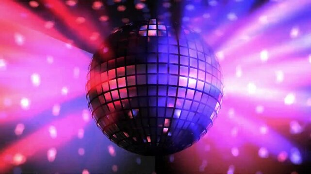 A vibrant disco ball reflecting colorful lights, creating a lively atmosphere for dancing and celebration.