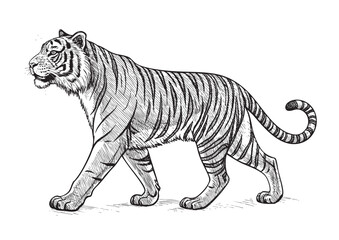 Fototapeta premium tiger engraving vector illustration