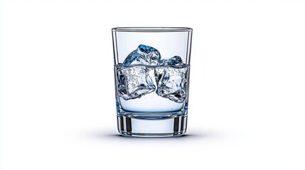 A photostock of a tall glass of iced water with condensation, isolated on a clean white background, refreshing and simple. High Quality