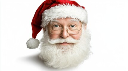 A photostock of a traditional red Santa hat with fluffy white trim, isolated on a clean white background, festive and cheerful. High Quality