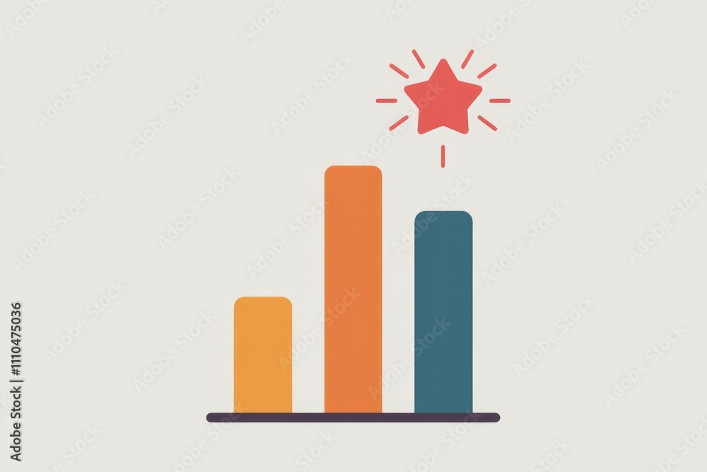Aufkleber ascending bar graph showing growth and achievement culminating in a star signifying success.