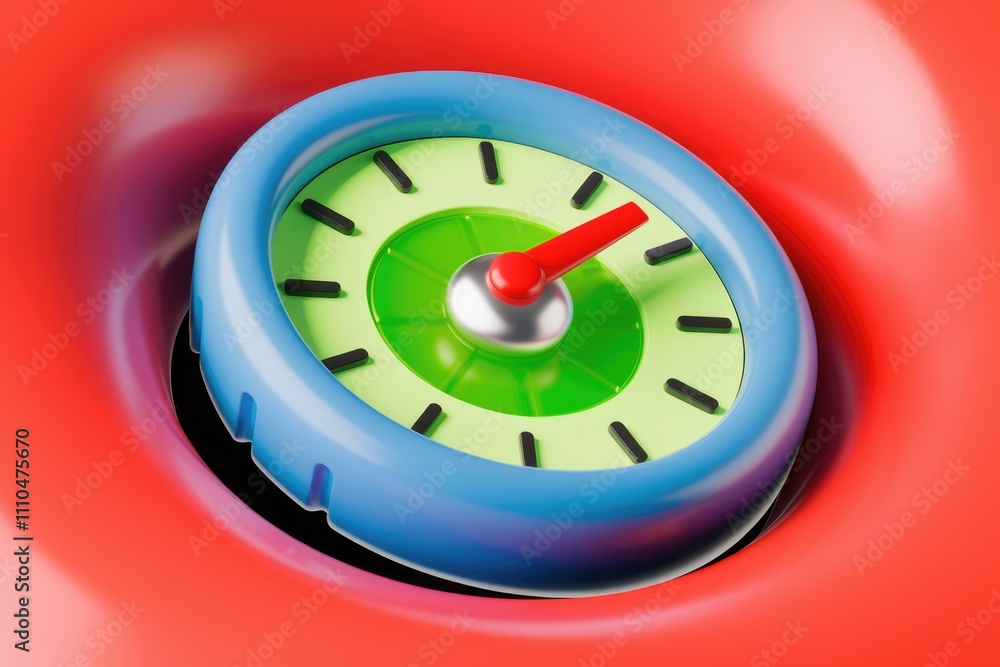 Poster A vibrant 3D rendering of a colorful speedometer  showcasing speed and time.