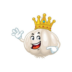 King Garlic Cartoon Mascot.