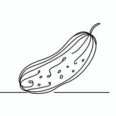 Minimalistic one-line drawing of a cucumber with elegant details, AI Generation