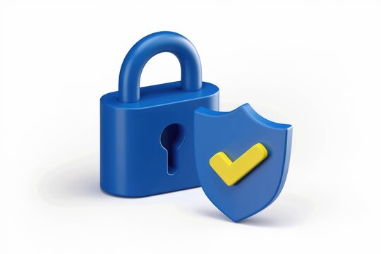 Secure data protection concept with padlock and shield  representing safety and security.