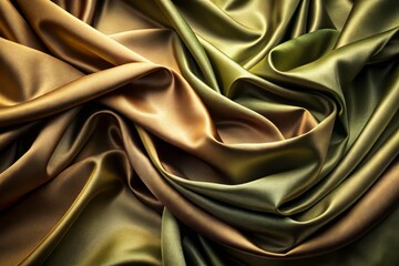Obraz premium Elegant Khaki Green Brown Silk Satin Gradient Background for Text Design Featuring Light and Dark Shades with Matte Shimmer Drapery Fabric Texture Ideal for Army Military Themes